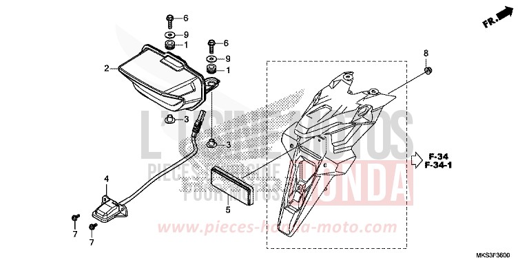 HECKLEUCHTE/KENNZEICHENBELEUCHTUNG von Africa Twin Mechanik PEARL GLARE WHITE (NHB53H) von 2020